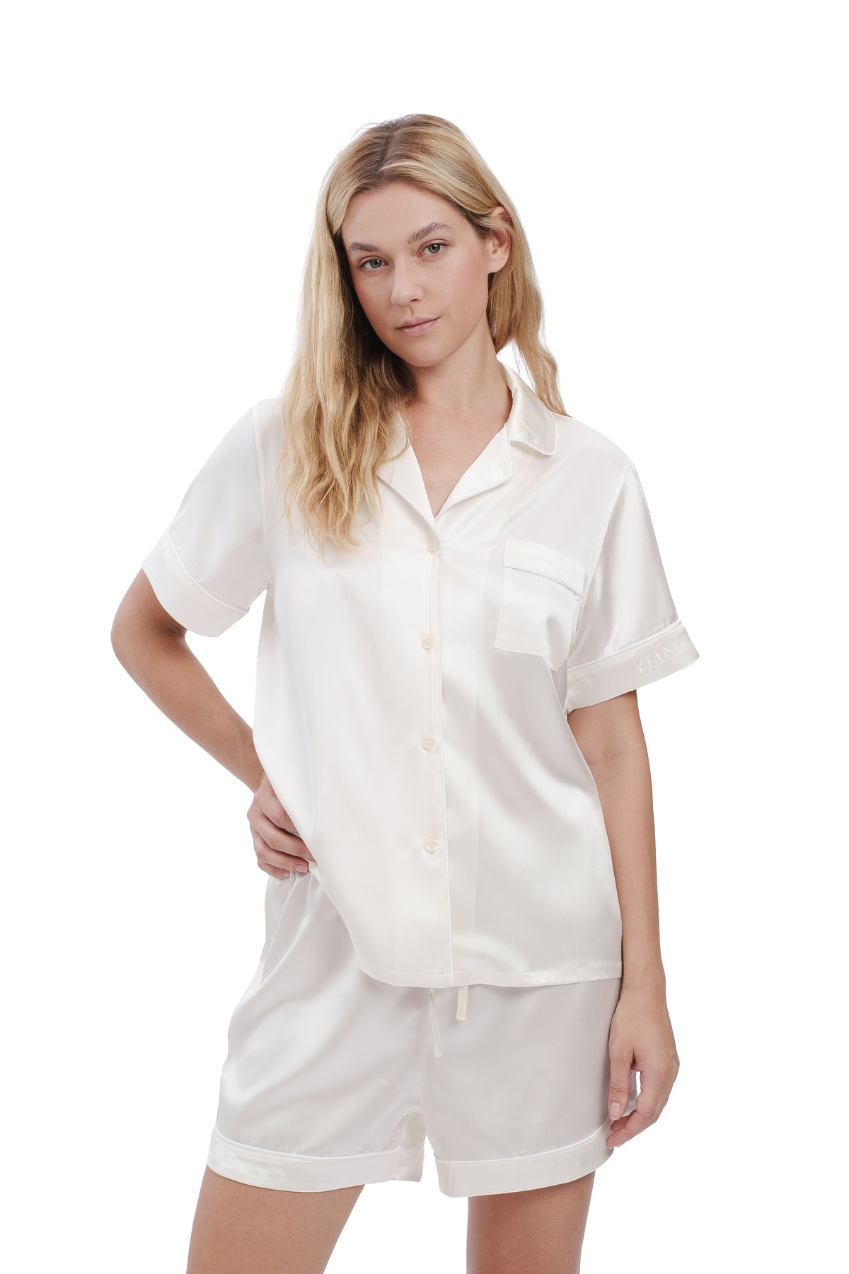 Short Silk Set - Snow White