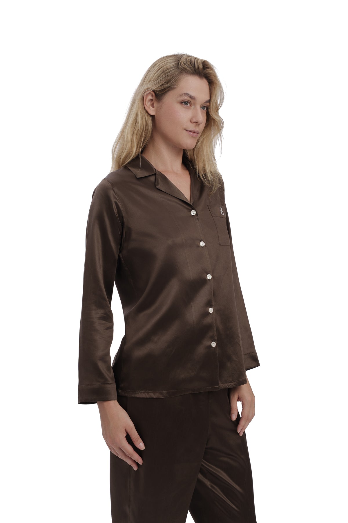 Longsleeve Silk Set - Coffee Brown